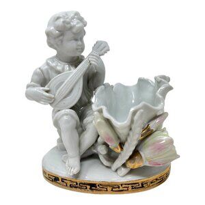 Arnat Creation Porcelain Sweetmeats Bowl Figurine White & Gilded #6977 READ